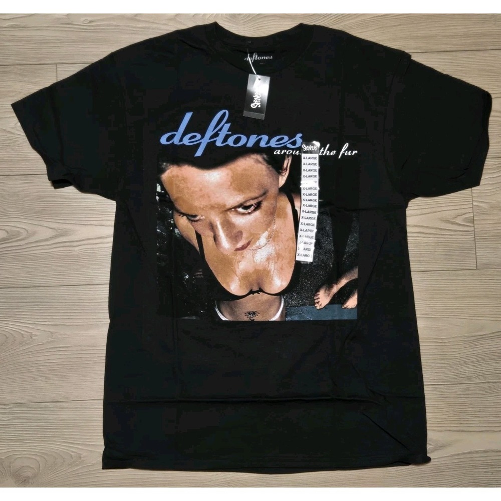 New Deftones Around The Fur T-shirt Black Band Mens XL Y2K Reprint